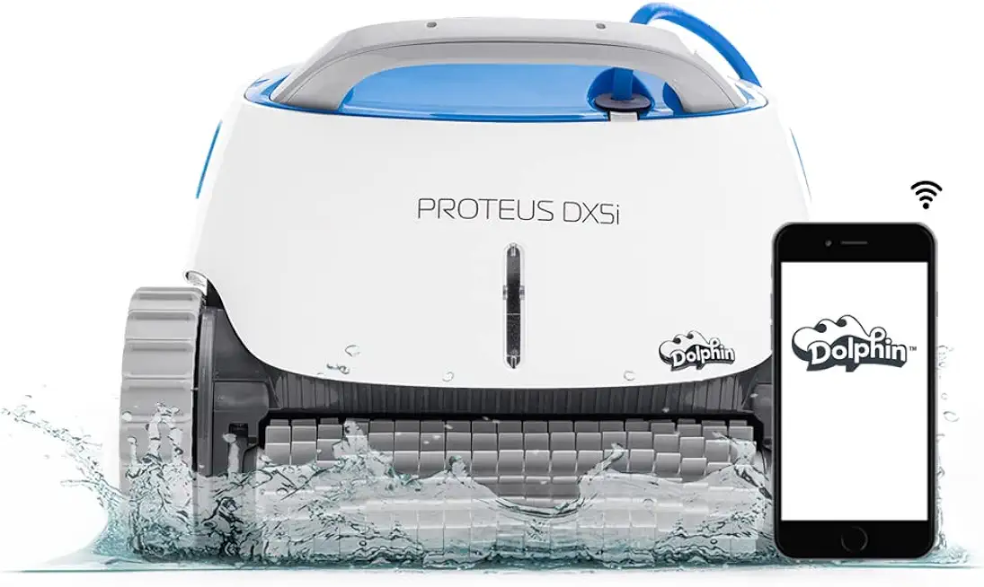 Dolphin Proteus DX5i Wi-Fi Automatic Robotic Pool Vacuum Cleaner, Wall Climbing, Waterline Scrubber Brush, Ideal - B083YY8XVJ