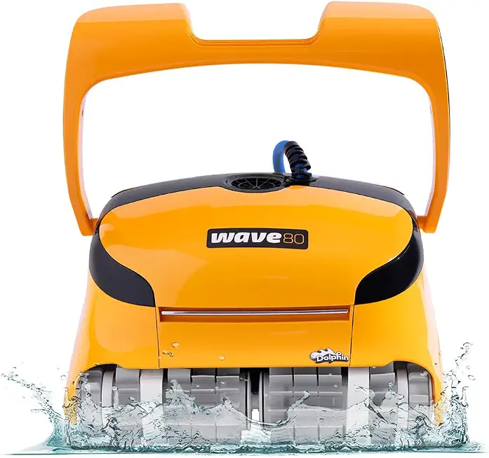 Dolphin Wave 80 Automatic Robotic Pool Vacuum Cleaner Includes Remote Control and Caddy, Waterline Scrubber - B08YRZ9MP6