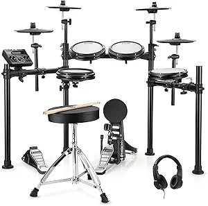 Donner DED-200X Electronic Drum Set, Electric Drum Kit with Quiet Mesh Drum Pads, 2 Cymbals - B0B2R5FG5W