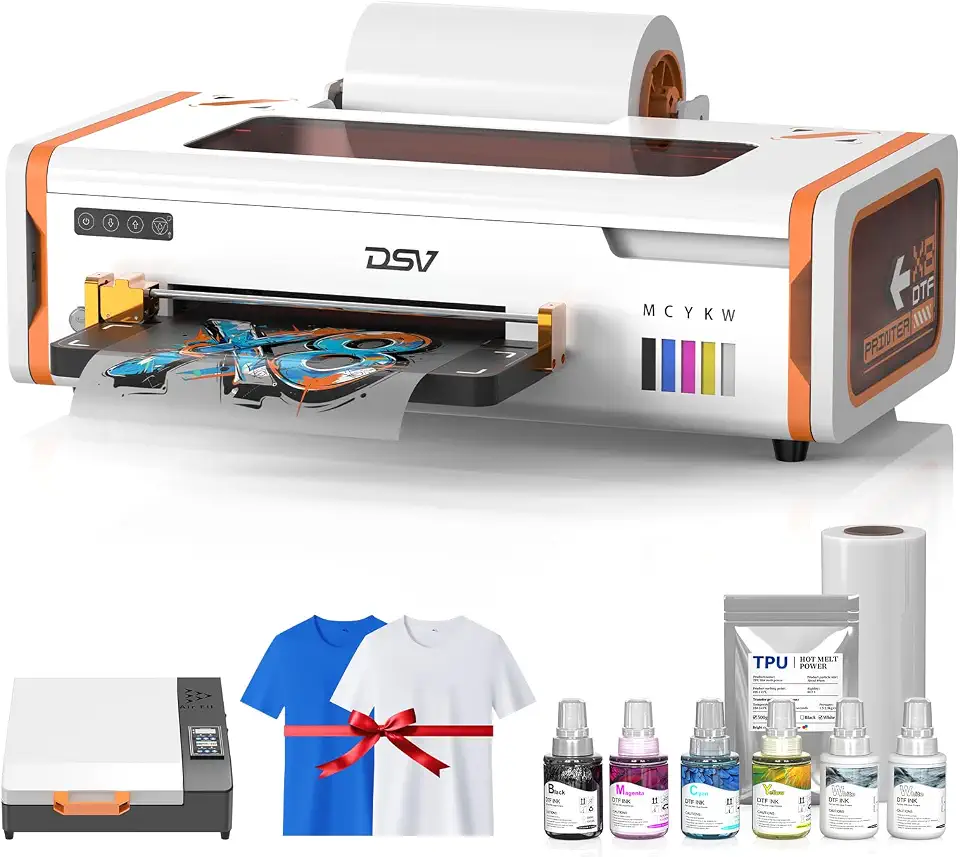 DSV A4 DTF Printer Bundle with Oven,F1080 Printhead,Smart Auto-Clean | Commercial-Grade Direct to Film Transfer - B0HJ2GBJK8