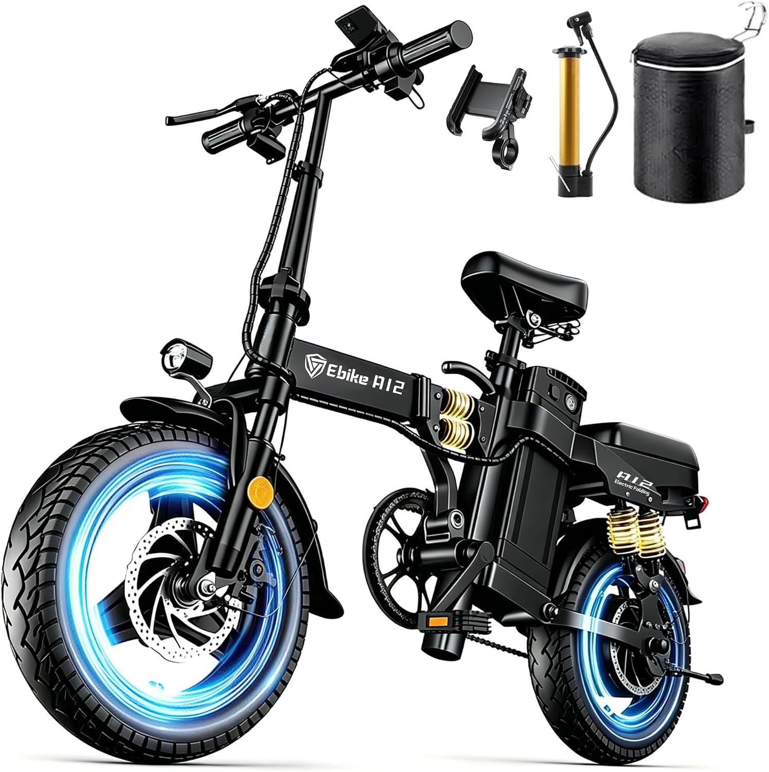 DTTZH A12/A12S Foldable Ebike with Keyless Ignore, 1000/2000W, 52V 25Ah/48V - B0F21J4XRZ