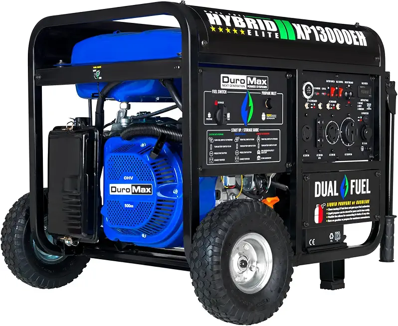 DuroMax XP13000EH 13,000-Watt Dual Fuel Portable Generator - Gas & Propane, Electric Start, Whole Home - B07G7GGFV6