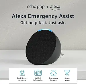 Echo Pop (newest model), Charcoal, bundle with Alexa Emergency Assist (monthly auto-renewal subscription) - B09WNK39JN