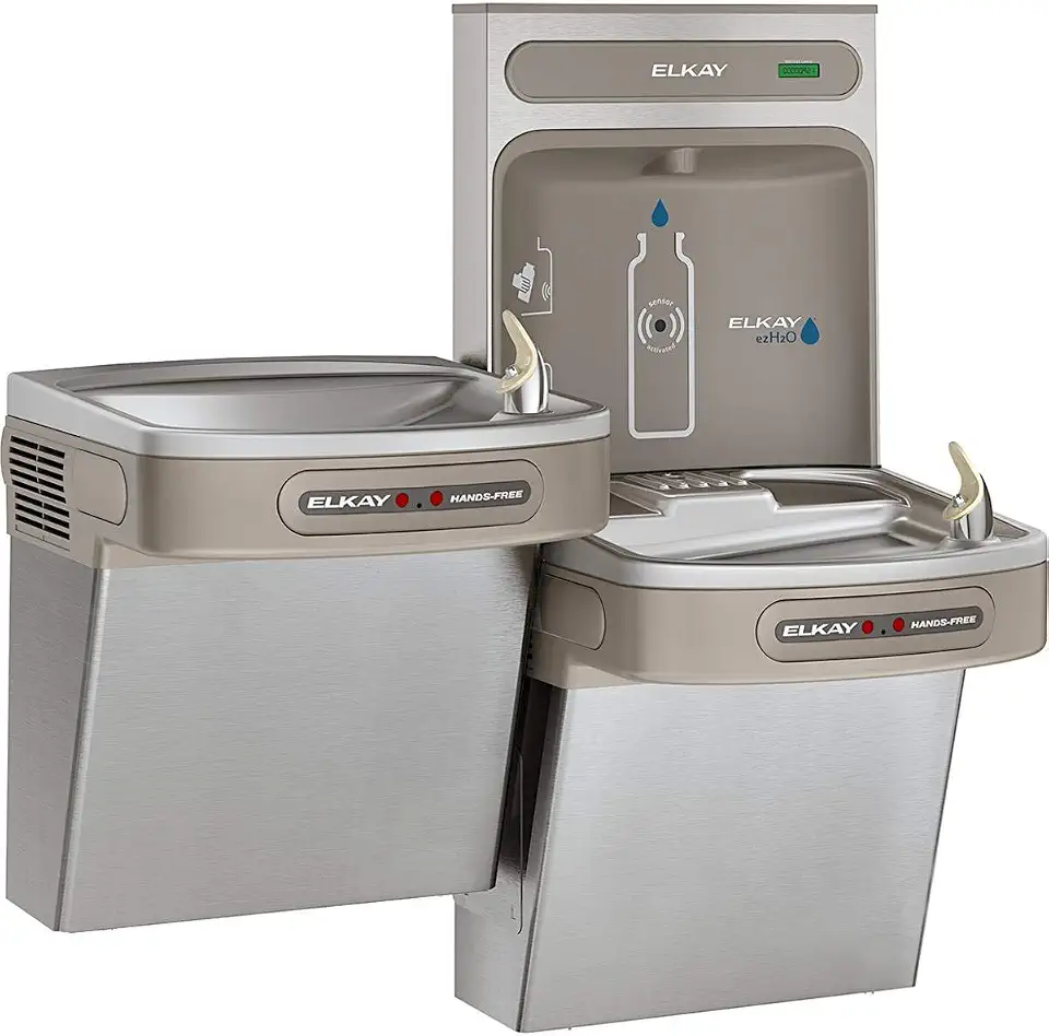 Elkay EZH2O Bottle Filling Station with Bi-Level ADA Cooler Dual Hands Free Activation Refrigerated Stainless - B08T9X4QMK