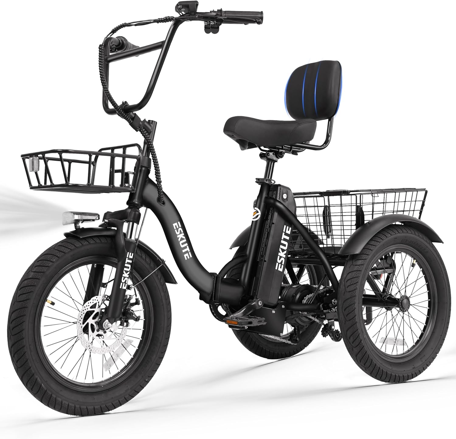 ESKUTE E Trike Electric Bike, Peak 1200W Brushless Motor Folding - B0FKBXDHDP