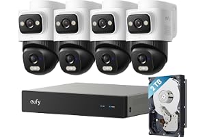 eufy Security Camera System E50, 4K Dual-Lens, Bullet-PTZ 2 in1,2TB (4-Cam) | Cross-Cam Tracking,Fix&Tracking View - B0H28RH1D5