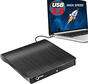 External CD/DVD Drive for Laptop, Portable CD DVD Player, USB 3.0 A, Black - B07MJW5BXZ