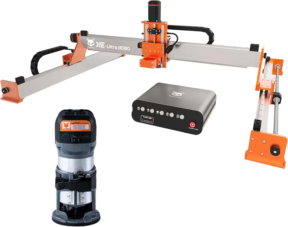 FoxAlien XE-Ultra 8080 CNC Router + FA710 Trimmer Router for Wood Aluminum Brass Cutting Engraving - B0FRRX4H1Y