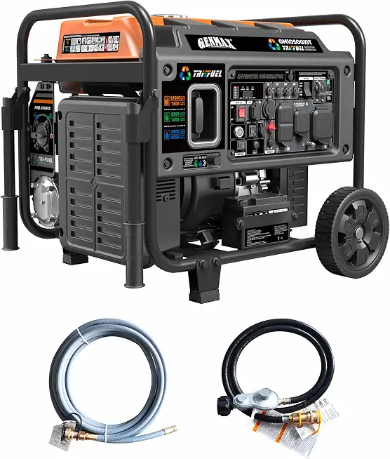 GENMAX 10500 Peak Watt Tri Fuel Open Frame Inverter Generator,with ATS,CO Sensor,digital display and 50A,Ideal - B0HFJCZJJP