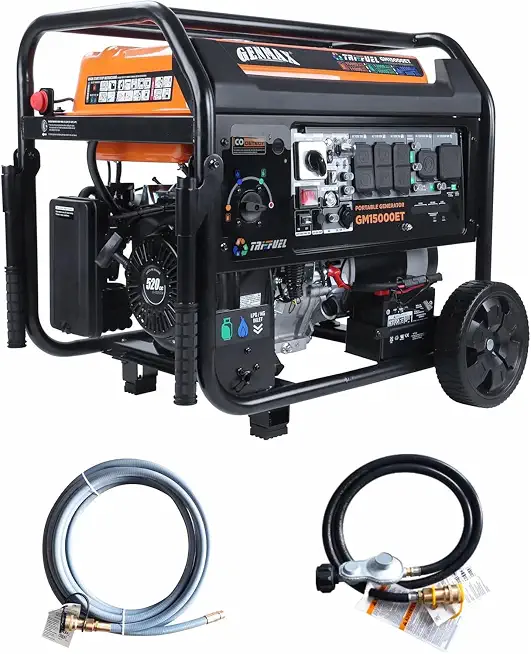 GENMAX 15000W Tri-Fuel Portable Generator - 2025 Model with ATS, CO Sensor, Digital Display & - B0HFJ94XTN