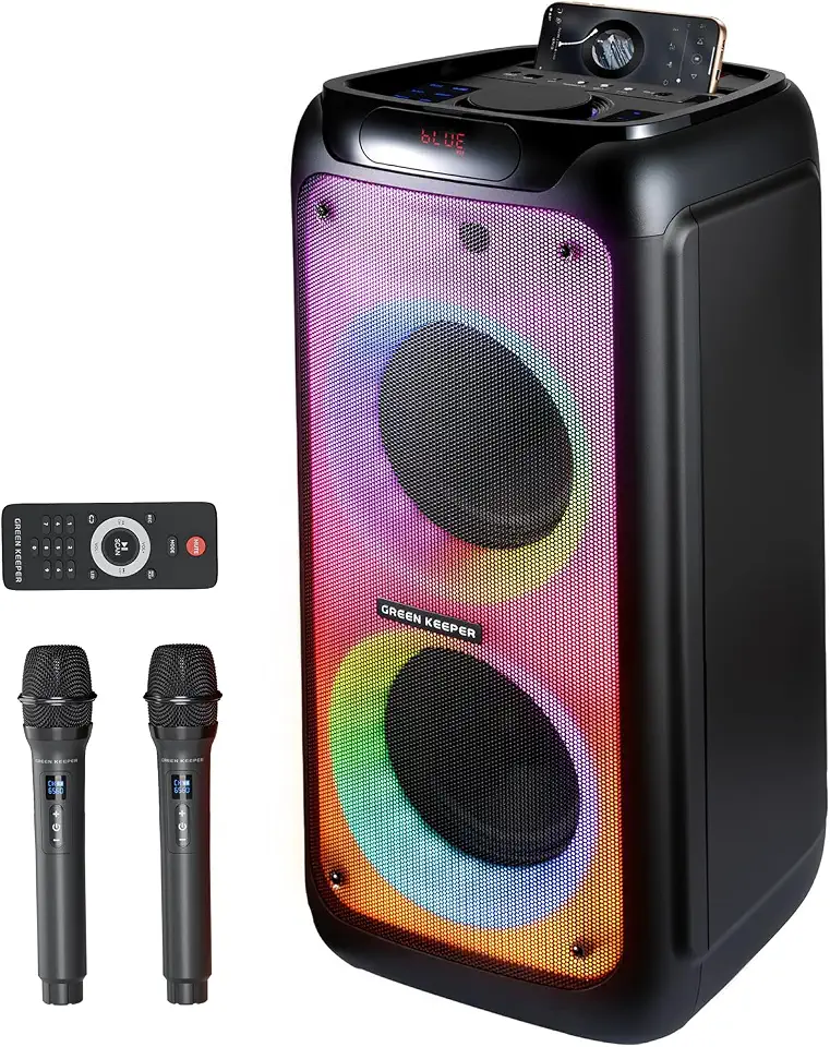 GKD80 Karaoke Machine for Adults with 2 Wireless UHF Microphone, 600W Peak Bluetooth Speaker with - B0FK9FKMLV