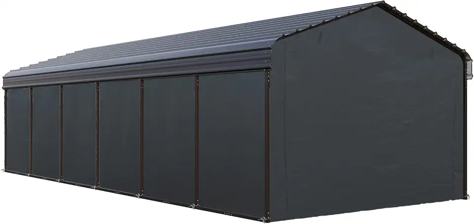 GREEN PARTY 12x30 ft Metal Carport Heavy Duty Frame Canopy Garage Shelter | Galvanized Steel - B0GTL8NJJC