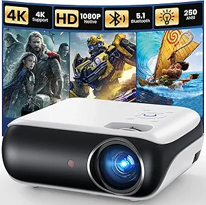 HAPPRUN Native 1080P Bluetooth Projector - Standard - B0B28G5Y4R