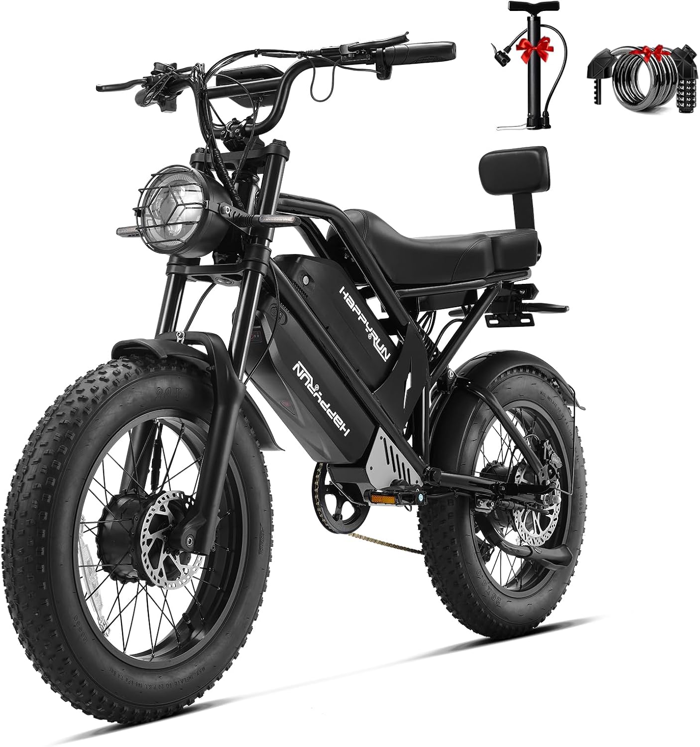 HAPPYRUN Dual Motor Electric Bike for Adults 5000W Peak Removable - B0FQ5WMPTM