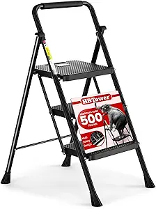 HBTower Step Ladder, Folding Step Stool with Wide Anti-Slip Pedal - B087279HM1
