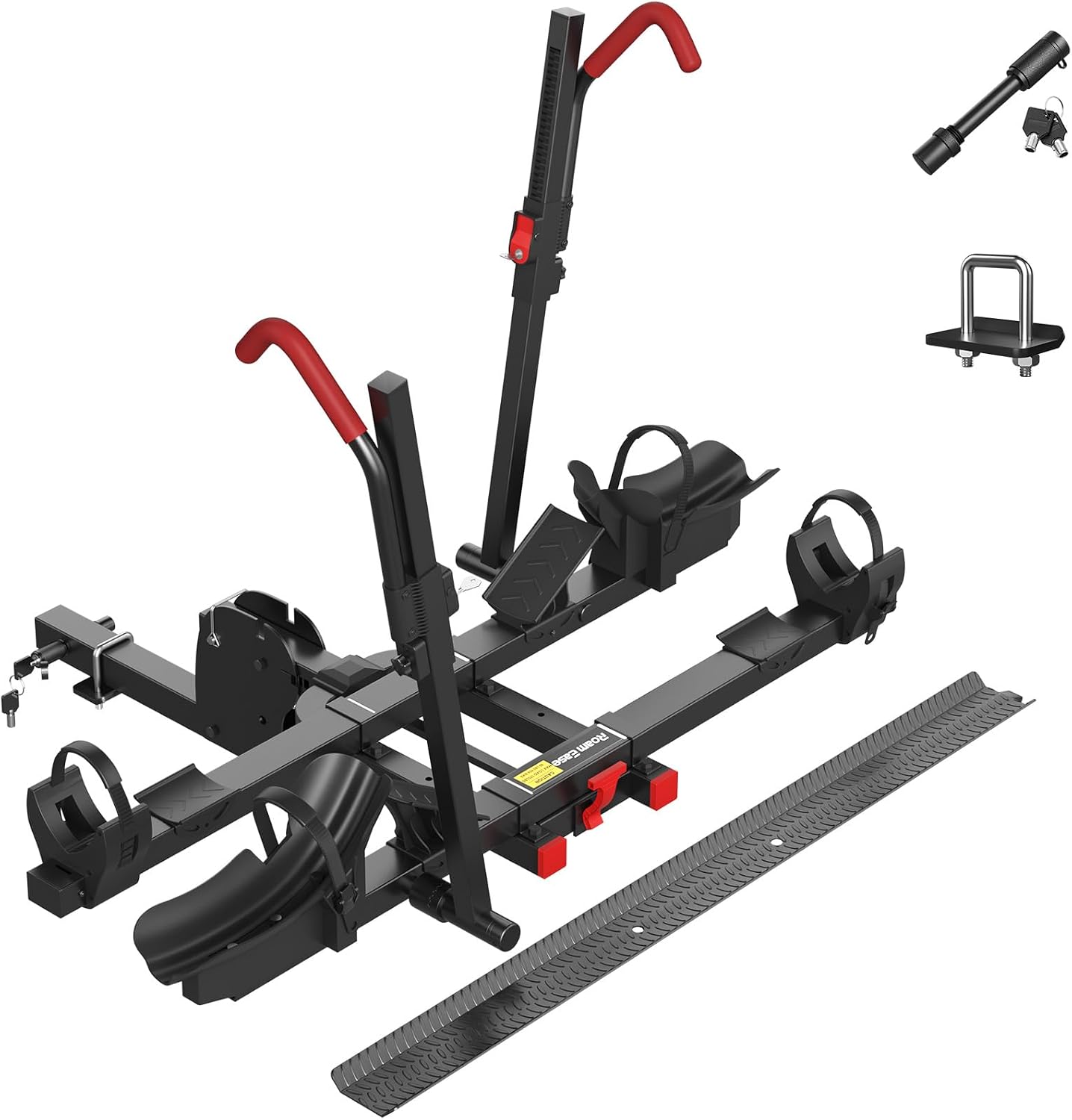 Hitch E-Bike Rack with Ramp, 170lbs Capacity Foldable Electric Bike - B0FK9SS25Q