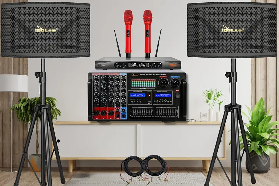 Home Karaoke System 8000W Console Mixing Amplifier with Bluetooth, Optical, 4000W 12" Full Range Speakers - B081FJXL8D