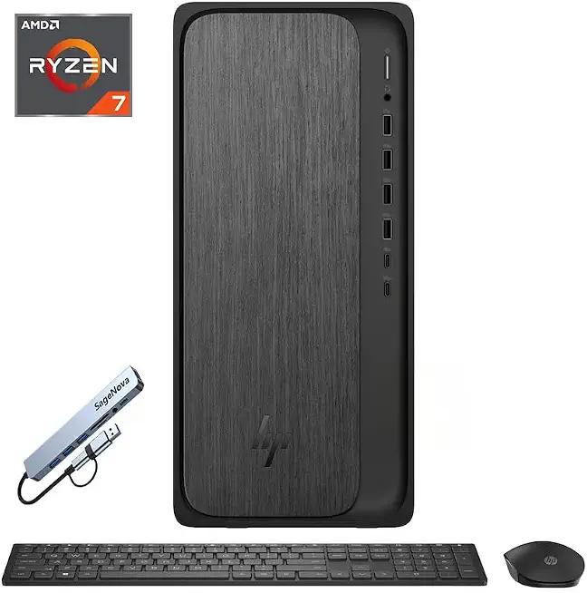 HP OmniDesk Desktop, 8-Core AMD Ryzen 7 8700G Processor, 32GB RAM 2TB SSD, Wireless Keyboard - B0H1V2F1F5