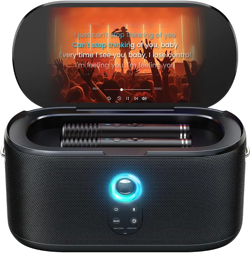 Ikarao Karaoke Machine for Adults, with Lyrics Display, 10.1" Screen, 280W, 2+2 Channel, 2 Wireless - B0DCZQX11P