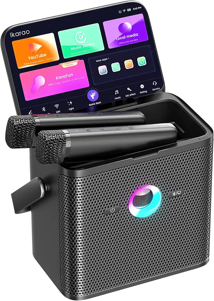 Ikarao Karaoke Machine for Adults, with Lyrics Display Screen, WiFi for YouTube & Karaoke Apps, - B0DVQBCC47