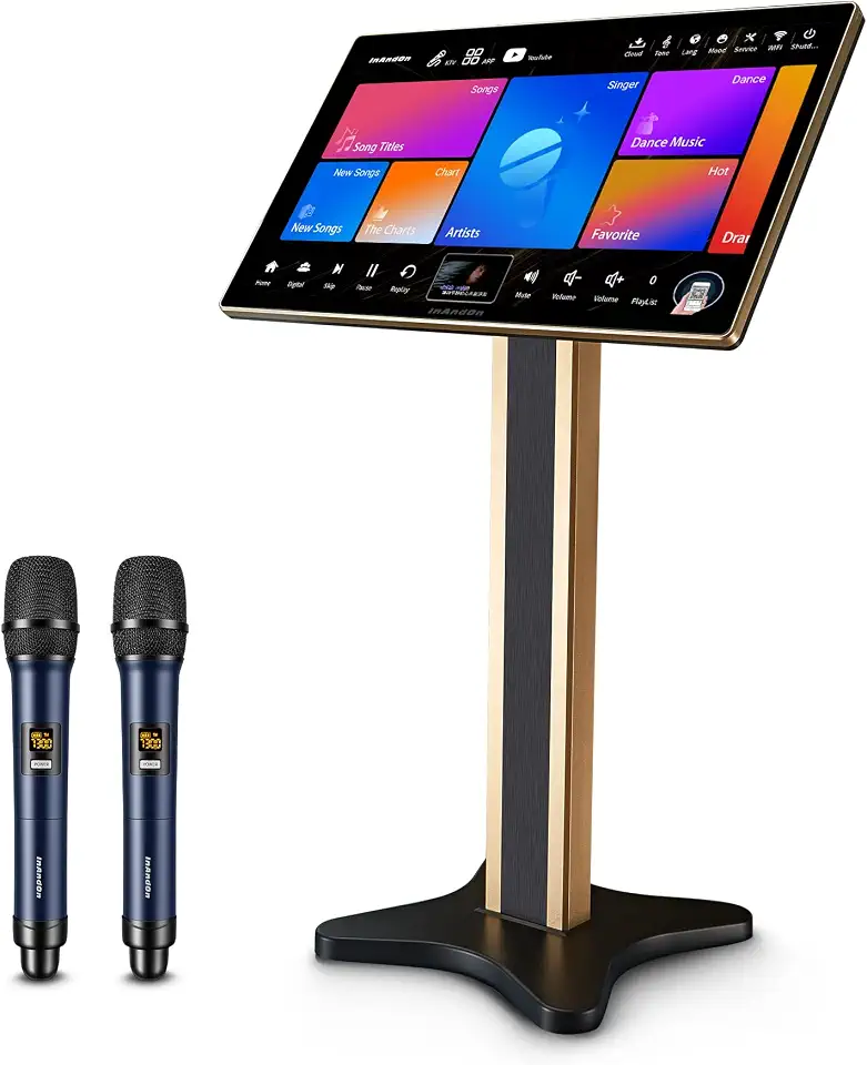 InAndOn 4-in-1 Karaoke Machine with Mixer, 21.5" HD Touchscreen (Black New) - B0H6FQL565