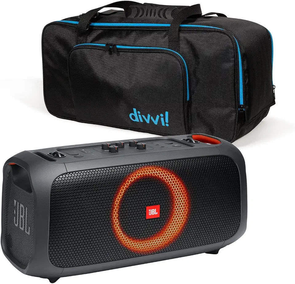 JBL PartyBox On-The-Go Portable Bluetooth Speaker Bundle with divvi! Protective Transport Bag - B0C2B6GGLR