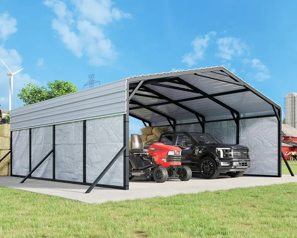 Jocisland 20x20 FT Metal Carport with Waterproof Removable Sidewalls | Heavy Duty Carport with Galvanized - B0H3NZQ14S