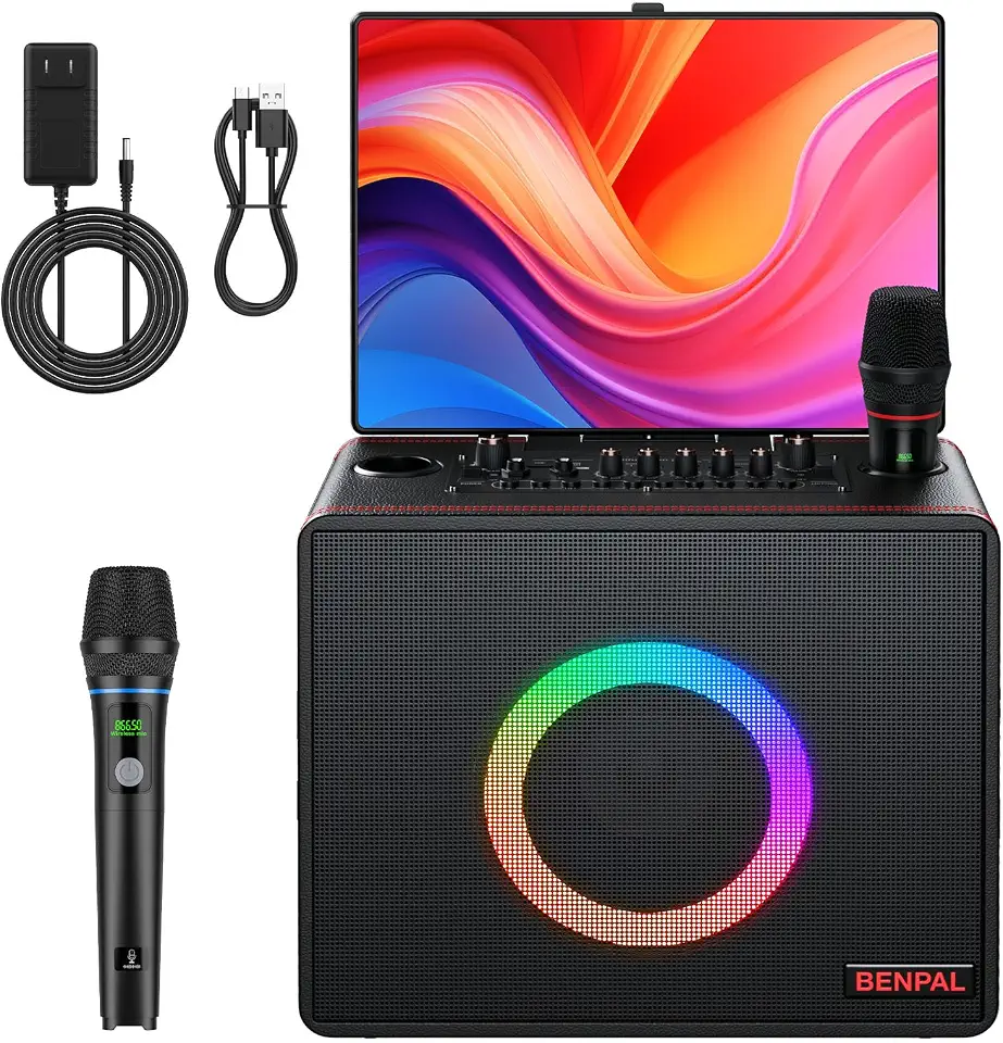 Karaoke Machine for Adults, Built-in 14 Inch Tablet with Lyrics Display, Portable Bluetooth Karaoke Speaker - B0FRM2C79J