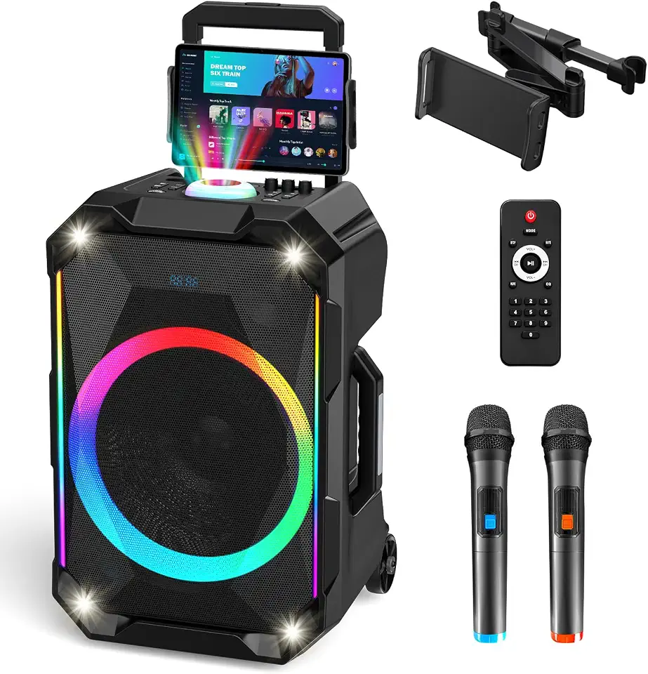 Karaoke Machine for Adults with 2 Wireless Microphones, Portable Big Bluetooth Party Speaker with 12” - B0GKBCVN84