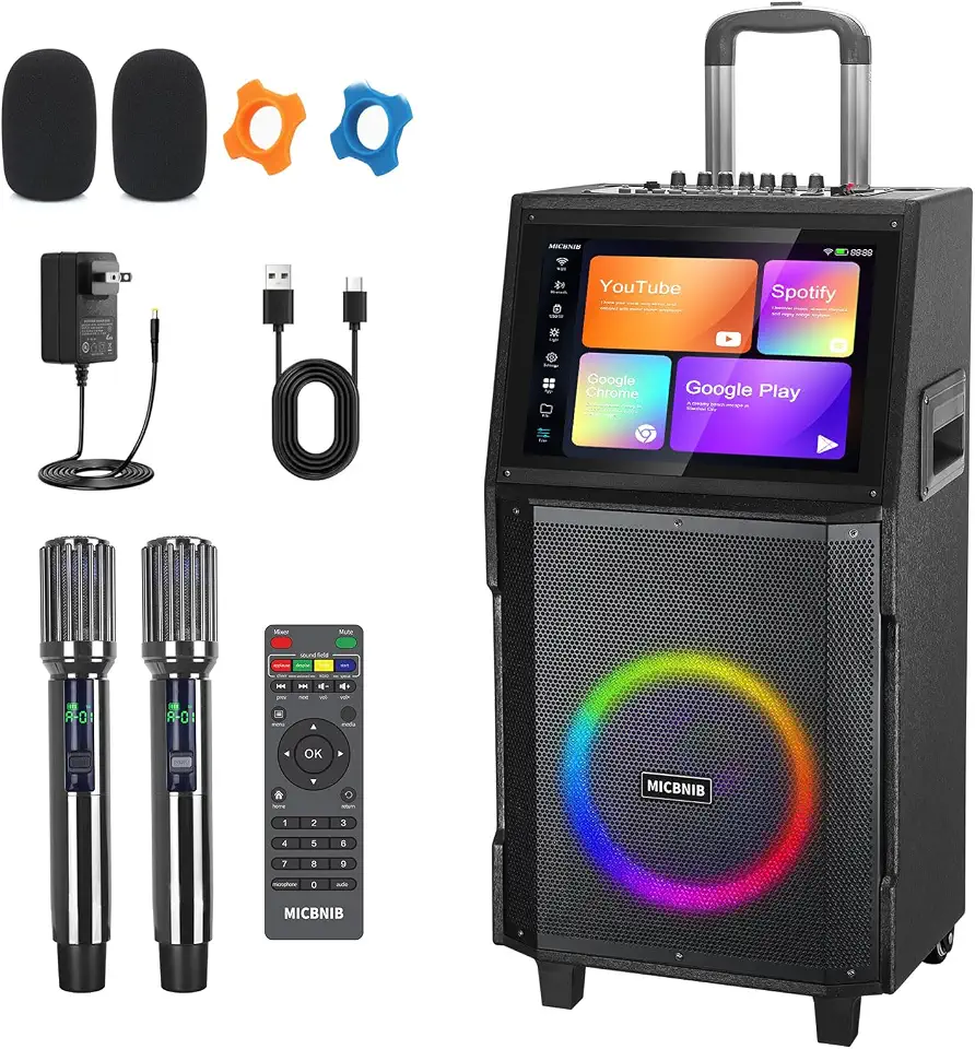 Karaoke Machine for Adults with Screen & 2 Mics, Bluetooth Party Speaker - B0FK4GGFDD