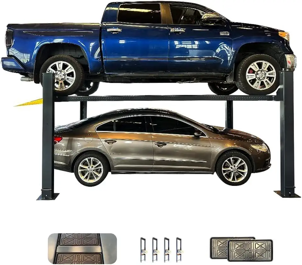 KATOOL 8500lbs 3.0HP 4 Post Car Lift with Casters Kits 4-Post Portable Storage Service Lift - B0GF1VH6LR