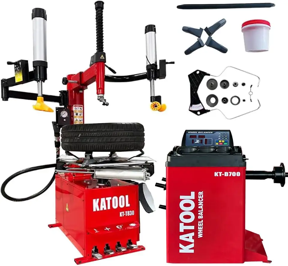 KATOOL Double Assist Arm Tire Machine and Balancer Combo with Bead Blaster, KT-T830W+KT-B700, φ8 Inch - B0GCHRBKV4