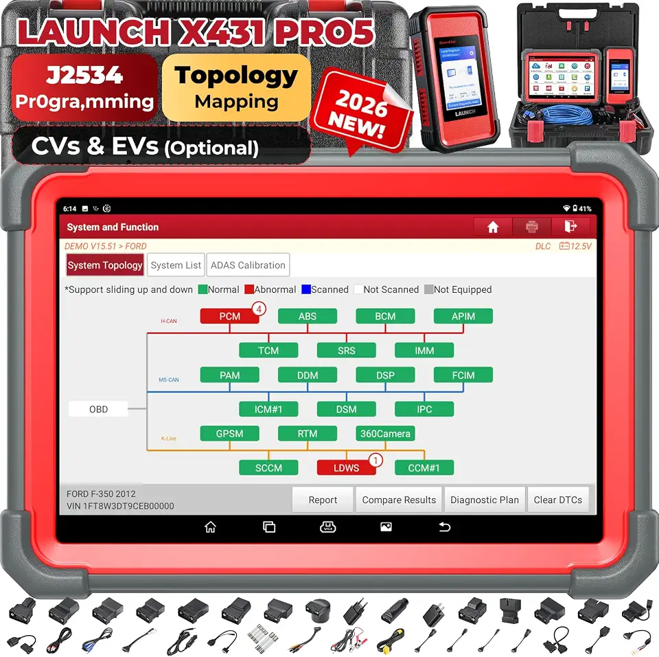 Launch X431 PRO5 OBD2 Scanner J2534 Pr0gram ECU Coding, Topology, 60+ Reset | Bi-Directional All - B0FZKV8YMN
