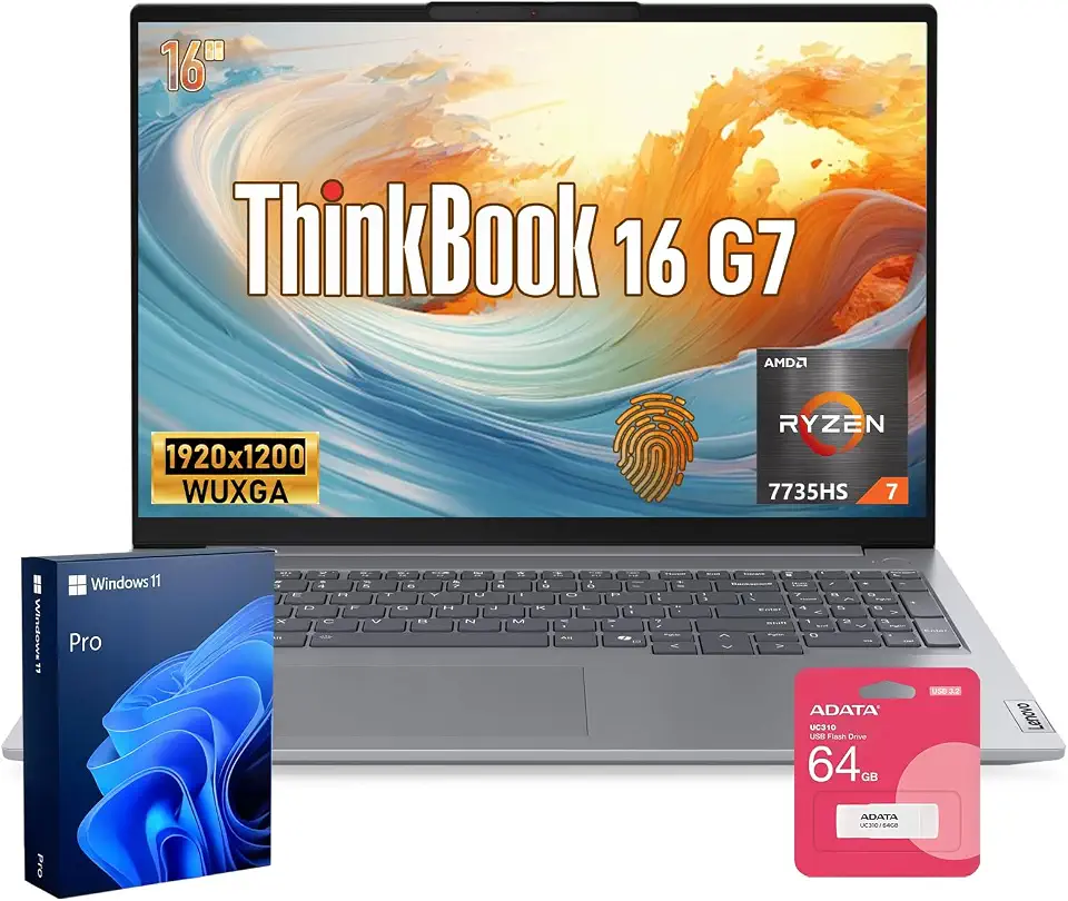 Lenovo ThinkBook 16 Gen 7 AMD Ryzen 7 7735HS Business Laptop, 64GB + 2TB | - B0HJ83FXJH