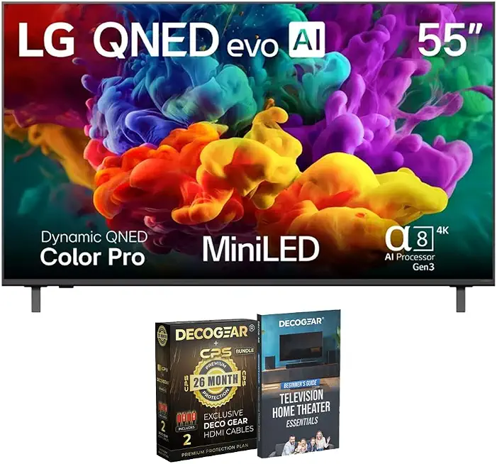 LG 75" QNED evo AI QNED84B Mini LED 4K Smart TV (75QNED84BUA) Bundle with Television - B0H62VMT95
