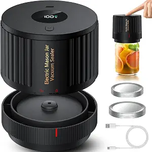 LOVE MOMENT Electric Mason Jar Vacuum Sealer Kit with One Touch Auto-Pause - B0BDDX27WT