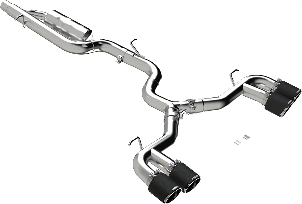 MBRP S46123CF 3" Cat-Back, Quad Rear w/Carbon Fiber Tips — Compatible with 2022+ Volkswagen Golf - B0CCW1CNDS