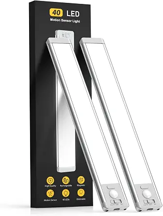 MCGOR 10inch Under Cabinet Lighting, 2 Pack Rechargeable Motion Sensor Light Indoor, 5 Levels Dimmable - B0BDF8CVBN