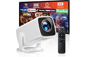 Mini Projector with 4K Support, Portable Short Throw Proyector | Electric Focus&Keystone, 270° Rotatable Stand, - B0HDC9D6QG