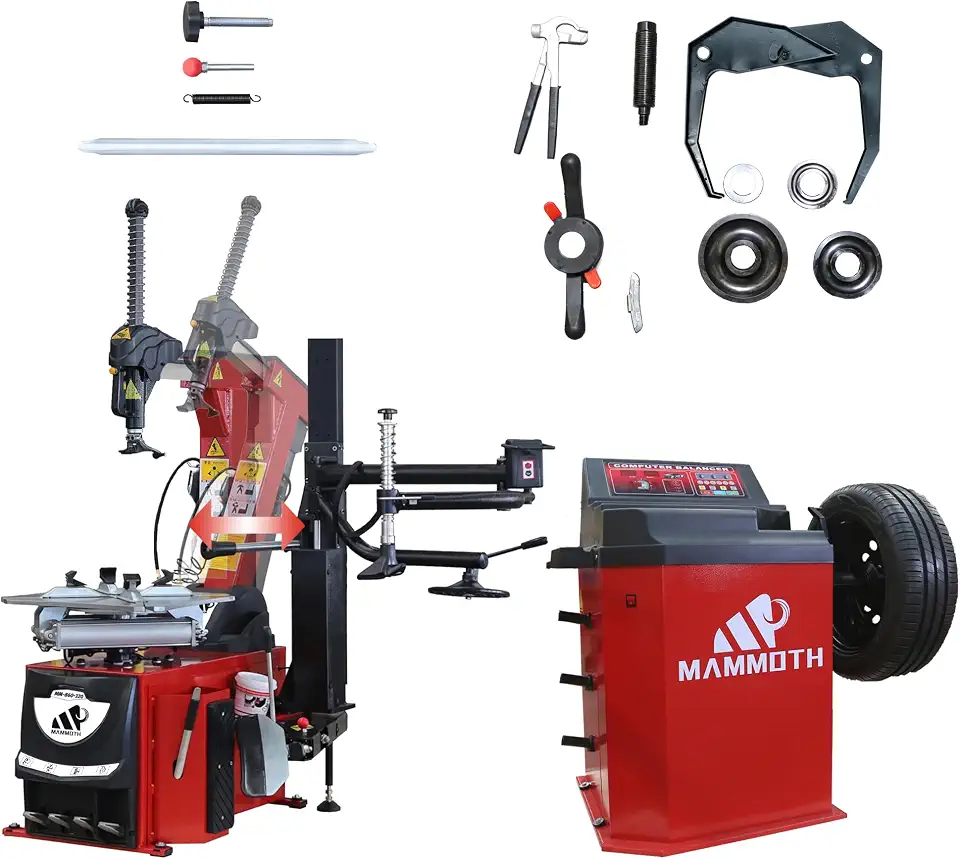 MM-860-320 Tilt-Back Tire Changer & MC-510 Tire Balancer, 110V Tire Changing Machine with Pneumatic Helper, - B0H7QZ12JX