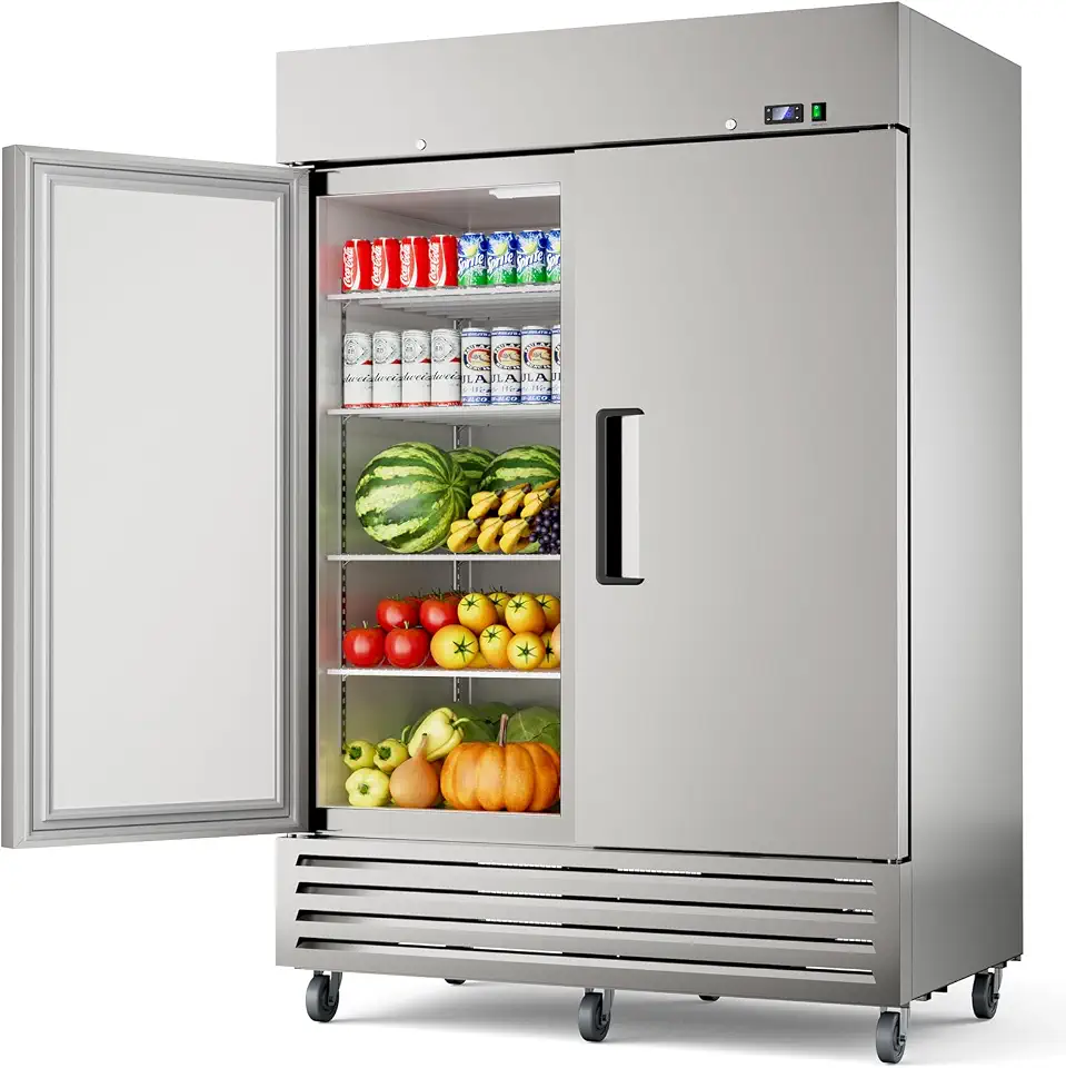 Mojgar 54" W Commercial Refrigerator,52 Cu.ft Industrial Refrigerator,All Stainless Steel Design,8 Adjustable Shelves,Pure Copper Compressor,Built-in - B0HHDVK64S