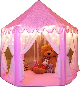 Monobeach Princess Tent Girls Large Playhouse Kids Castle Play Tent with Star Lights Toy for - B01N037GIU