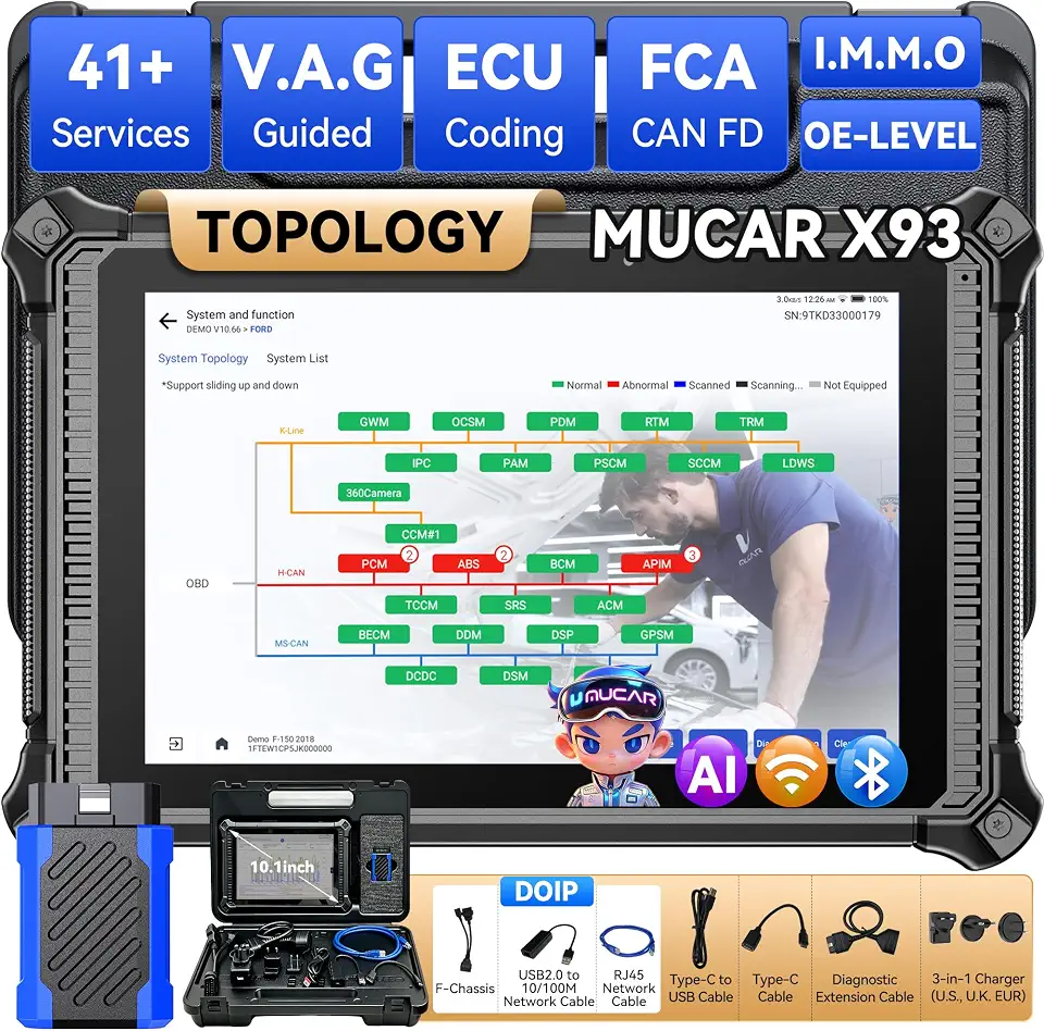 MUCAR X93 Topology Mapping OBD2 Scanner, OE-Level 4000+ Active, 41+ Services, Advanced ECU Coding & - B0H4K7DW11