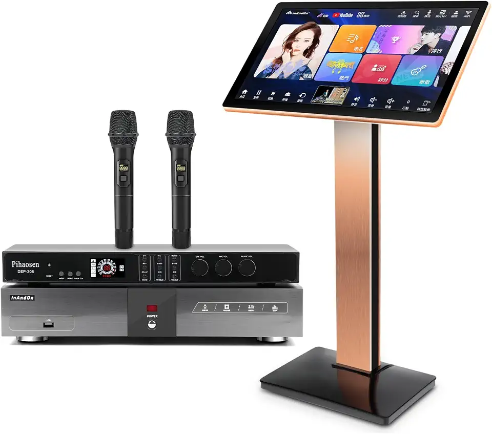 New Chinese Karaoke Machine KV-V5 MAX Karaoke Player, with Reverb Wireless Microphone, 22-inch capacitive Touch - B0DKC8NQLL