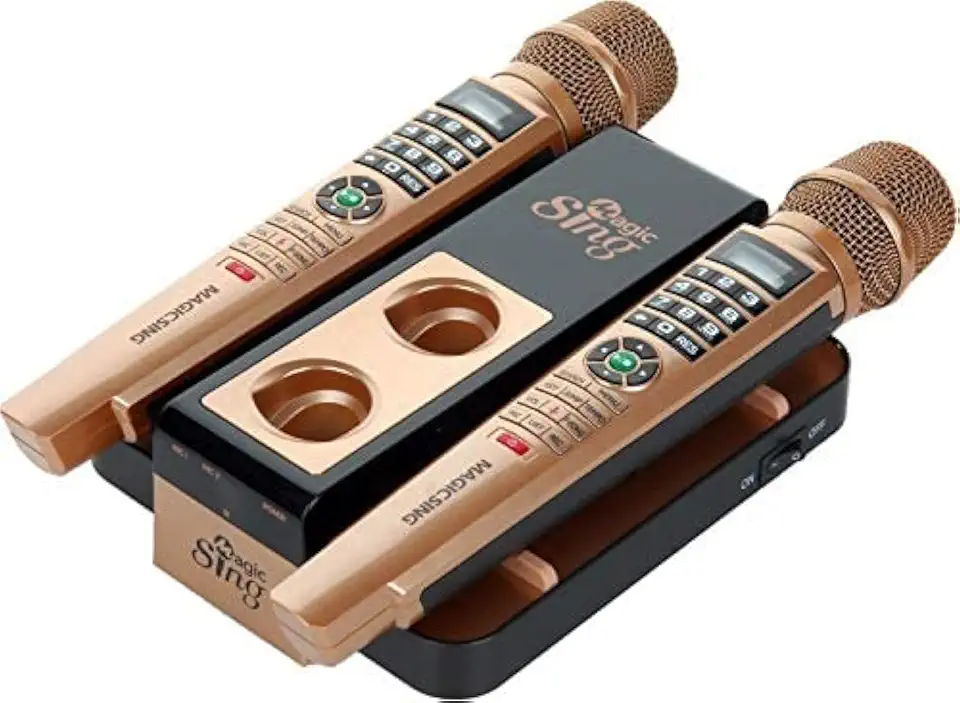 New Magic Sing E5+ 5000+ Tagalog English Builtin Songs + WiFi Karaoke Two Wireless Mics. - B08D7X9D2D