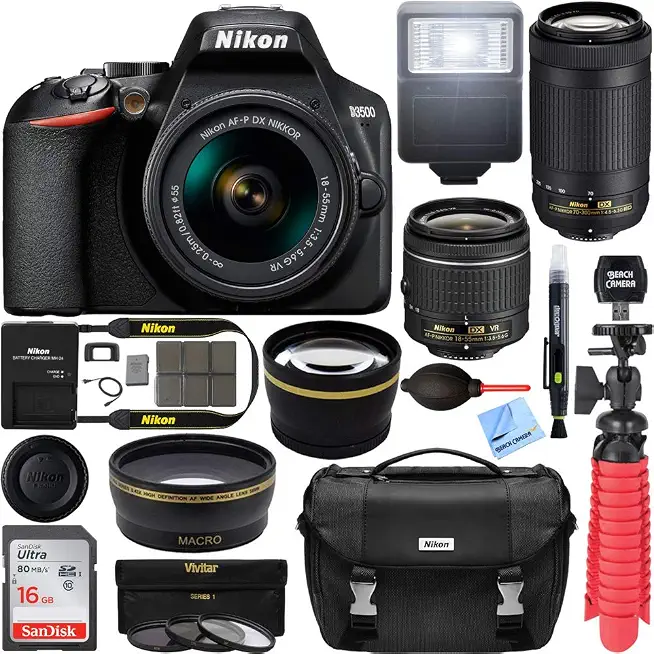 Nikon D3500 24.2MP DSLR Camera with AF-P 18-55mm VR Lens & 70-300mm Dual Zoom Lens - B07PKL46PN