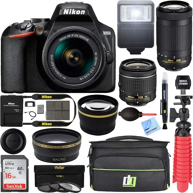 Nikon D3500 24.2MP DSLR Camera with AF-P 18-55mm VR Lens & 70-300mm Dual Zoom Lens - B07RDGBV9M