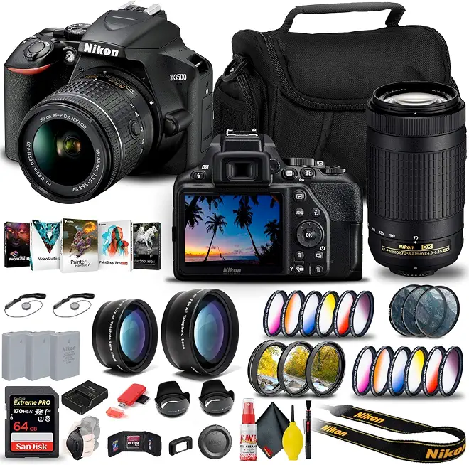 Nikon D3500 DSLR Camera with 18-55mm & 70-300mm & Photo Software Bundle - B08RZBRDQR