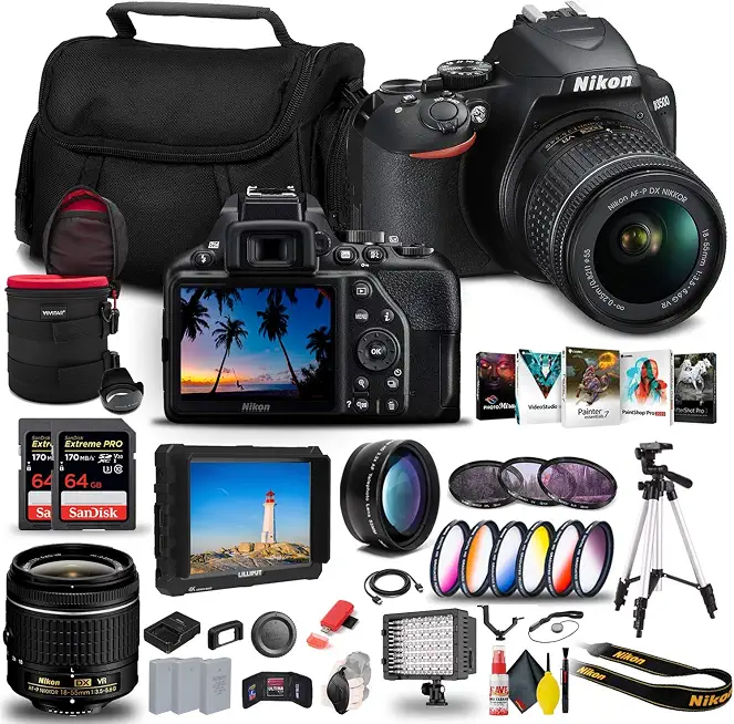 Nikon D3500 DSLR Camera with 18-55mm Lens (1590) & Monitor Bundle - B08S18P38H