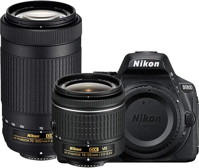 Nikon D5600 Digital SLR Camera with 18-55mm VR & 70-300mm DX AF-P Lenses - (Renewed) - B076MJZ7X9
